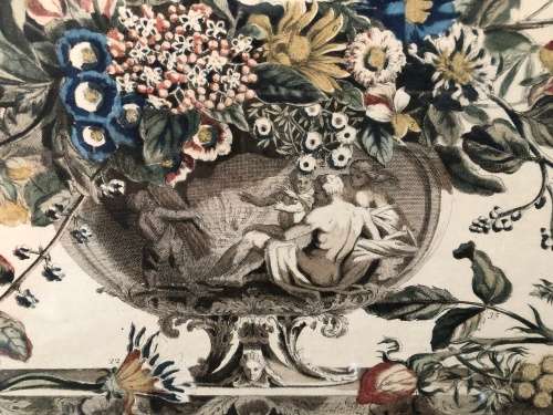 WOW !!! BEAUTIFUL ROB FURBER (1674~1756) "12 MONTHS OF FLOWERS" DECEMBER ENGRAVING ~ FRAMED