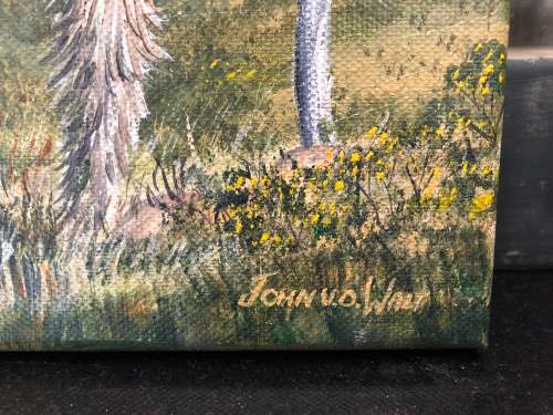 WOW !!! WHAT A BEAUTY ~ JOHN vd WALT ORIGINAL OIL ON CANVAS LANDSCAPE signed and unframed