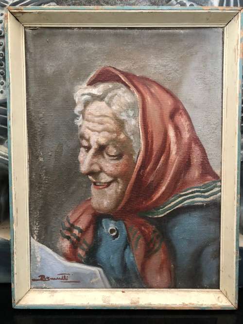 WOW !! FANTASTIC RARE ANTIQUE PAINTING BY ITALIAN ARTIST B.BRUNETTI EARLY 20th CENTURY signed framed