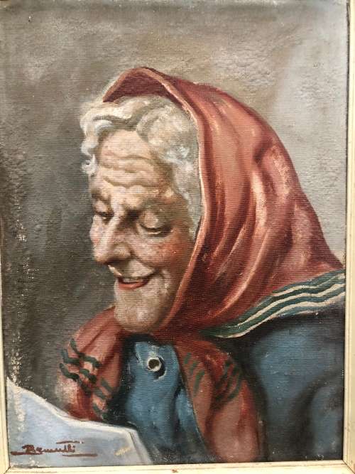 WOW !! FANTASTIC RARE ANTIQUE PAINTING BY ITALIAN ARTIST B.BRUNETTI EARLY 20th CENTURY signed framed