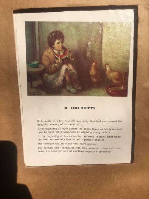 WOW !! FANTASTIC RARE ANTIQUE PAINTING BY ITALIAN ARTIST B.BRUNETTI EARLY 20th CENTURY signed framed
