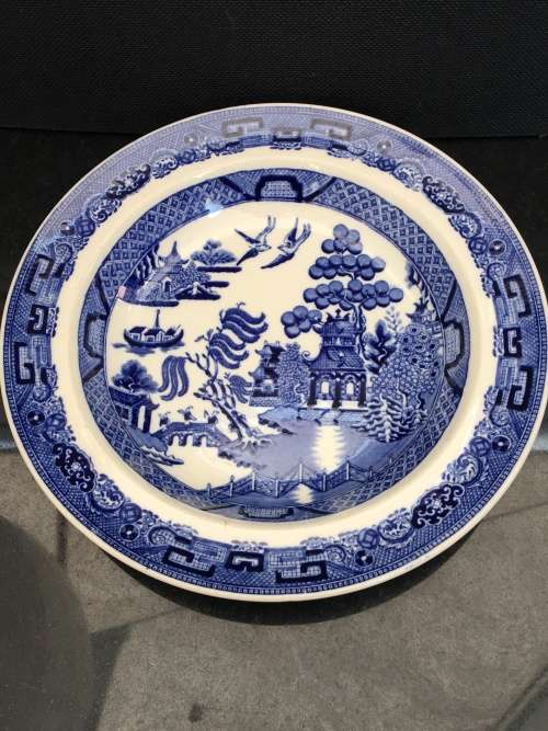 Beautiful Rare c1894 Willow Wedgwood Etruria England Soup Plate .imprint markings. W date stamp