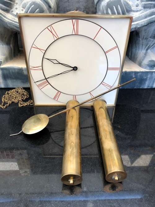 WOW !!! WHAT A STUNNER , WEIGHT DRIVEN ART DECO WALL CLOCK IN FULL WORKING ORDER