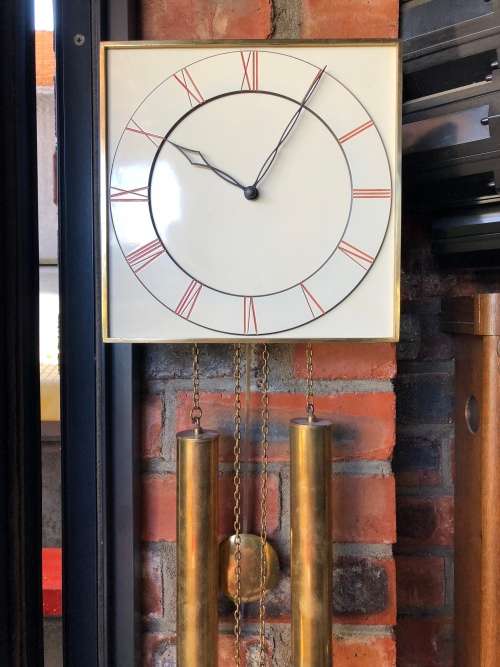WOW !!! WHAT A STUNNER , WEIGHT DRIVEN ART DECO WALL CLOCK IN FULL WORKING ORDER