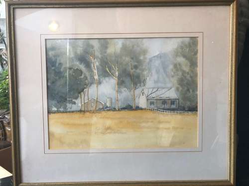 WOW !!! FANTASTIC FRAMED ORIGINAL LANDSCAPE WATERCOLOR unsigned BUT STILL STUNNING