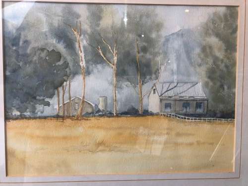 WOW !!! FANTASTIC FRAMED ORIGINAL LANDSCAPE WATERCOLOR unsigned BUT STILL STUNNING