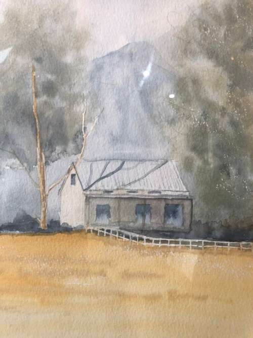 WOW !!! FANTASTIC FRAMED ORIGINAL LANDSCAPE WATERCOLOR unsigned BUT STILL STUNNING