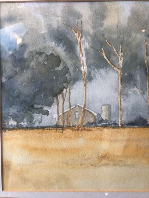 WOW !!! FANTASTIC FRAMED ORIGINAL LANDSCAPE WATERCOLOR unsigned BUT STILL STUNNING