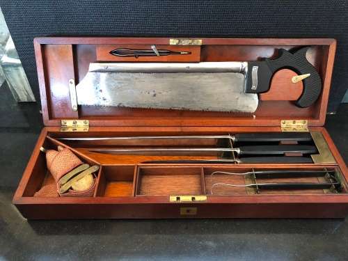 WOW !!! ANTIQUE BOXED MEDICAL AMPUTATION SET POSSIBLY FROM THE CIVIL WAR ERA BY WOOD YORK