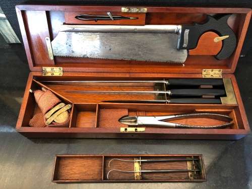 WOW !!! ANTIQUE BOXED MEDICAL AMPUTATION SET POSSIBLY FROM THE CIVIL WAR ERA BY WOOD YORK