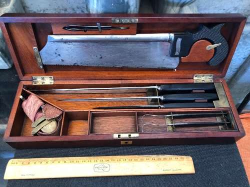 WOW !!! ANTIQUE BOXED MEDICAL AMPUTATION SET POSSIBLY FROM THE CIVIL WAR ERA BY WOOD YORK