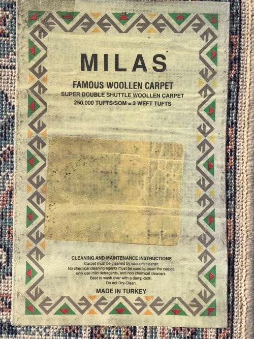 WOW !!! STUNNING TURKISH MILAS DOUBLE SHUTTLE SUPER FINE AND THICK WOOL CARPET 1520 X 800mm