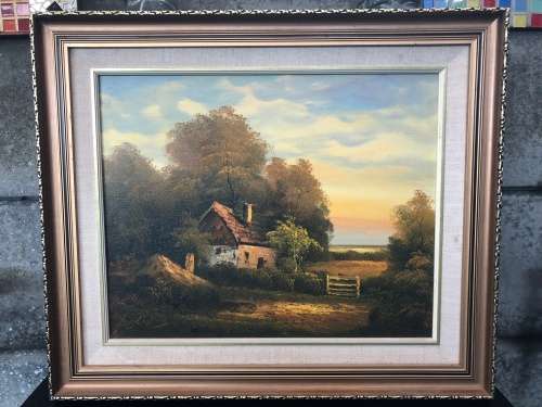 WOW !!! FANTASTIC FRAMED ANTIQUE OIL ON BOARD LANDSCAPE SIGNED