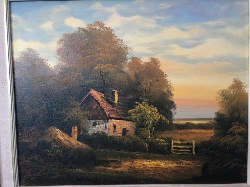 WOW !!! FANTASTIC FRAMED ANTIQUE OIL ON BOARD LANDSCAPE SIGNED