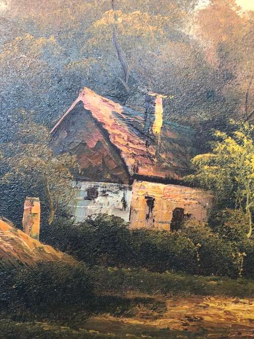 WOW !!! FANTASTIC FRAMED ANTIQUE OIL ON BOARD LANDSCAPE SIGNED