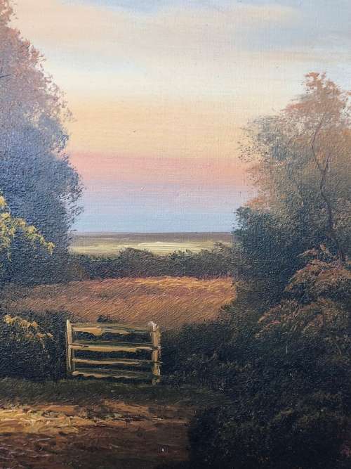 WOW !!! FANTASTIC FRAMED ANTIQUE OIL ON BOARD LANDSCAPE SIGNED