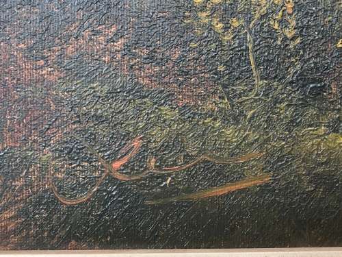 WOW !!! FANTASTIC FRAMED ANTIQUE OIL ON BOARD LANDSCAPE SIGNED