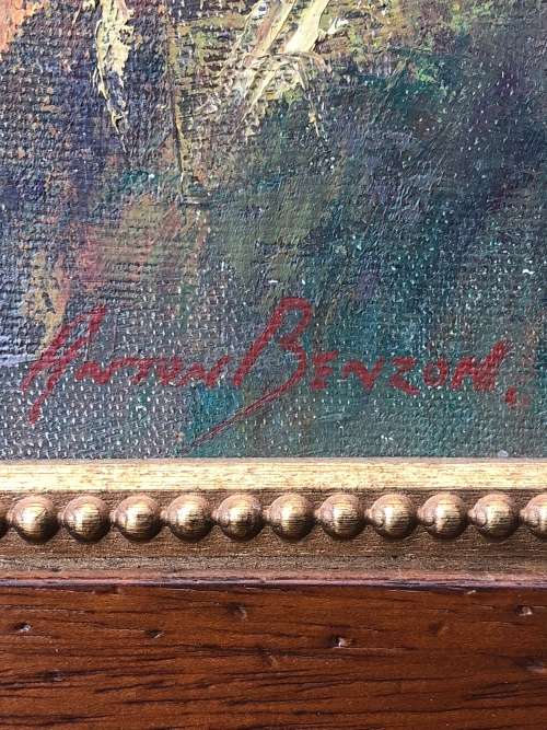 INVESTMENT ART ~ FAMOUS SA ARTIST ANTON BENZON (1944) OIL ON BOARD FARMHOUSE ~ EXQUISITE GILT FRAME