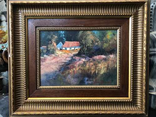 INVESTMENT ART ~ FAMOUS SA ARTIST ANTON BENZON (1944) OIL ON BOARD FARMHOUSE ~ EXQUISITE GILT FRAME