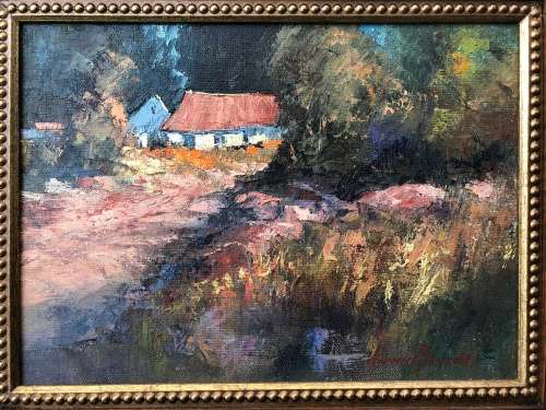 INVESTMENT ART ~ FAMOUS SA ARTIST ANTON BENZON (1944) OIL ON BOARD FARMHOUSE ~ EXQUISITE GILT FRAME