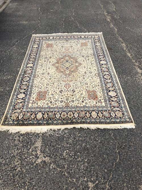 WOW !!! STUNNING RARE PURE WOOL HAND KNOTTED ISFAHAN PERSIAN RUG 2070 X 1390mm