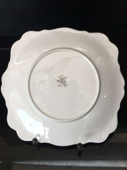Wow!!! Ultra Rare c1940s "MEADOWSIDE" Fine Bone Bell China scalloped Cake serving Plate with handles