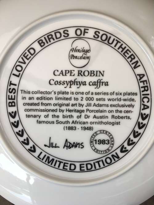 Limited Edition 1983 Jill Adams "Best Loved Birds of Southern Africa" Cape Robin 22cm