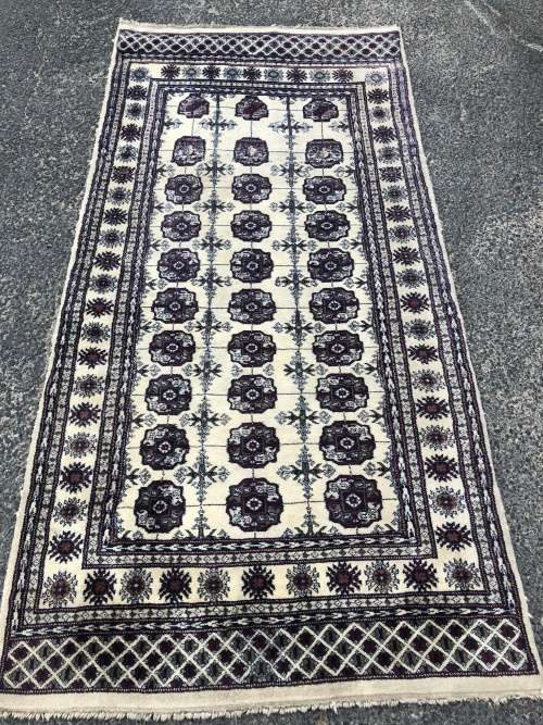 WOW !!! STUNNING RARE PURE WOOL HAND KNOTTED TRADITIONAL MORI BOKHARA PERSIAN RUG 2220 X 1180mm