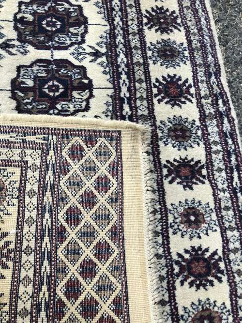 WOW !!! STUNNING RARE PURE WOOL HAND KNOTTED TRADITIONAL MORI BOKHARA PERSIAN RUG 2220 X 1180mm