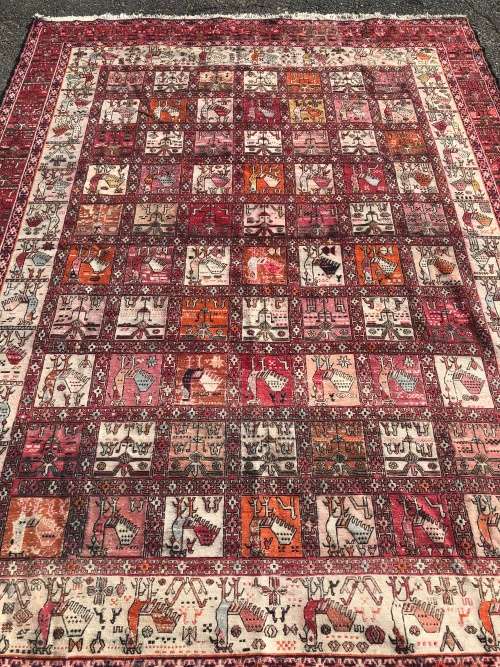 INVESTMENT !! RARE VINTAGE TRIBAL SOUMAK CROCHET SILK KILIM PERSIAN CARPET 3000 X 2000mm WITH COA