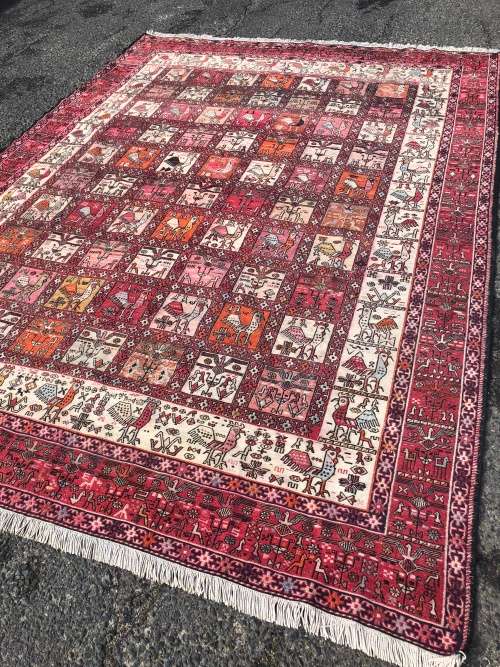 INVESTMENT !! RARE VINTAGE TRIBAL SOUMAK CROCHET SILK KILIM PERSIAN CARPET 3000 X 2000mm WITH COA