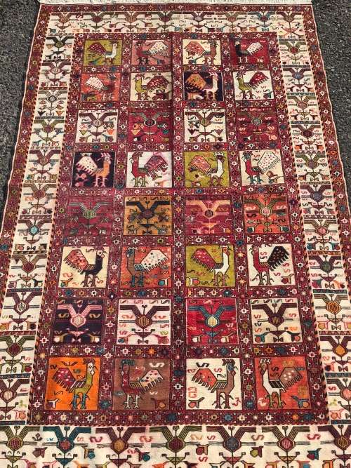 INVESTMENT !! RARE VINTAGE TRIBAL SOUMAK CROCHET SILK KILIM PERSIAN CARPET 1870 X 1240mm WITH COA
