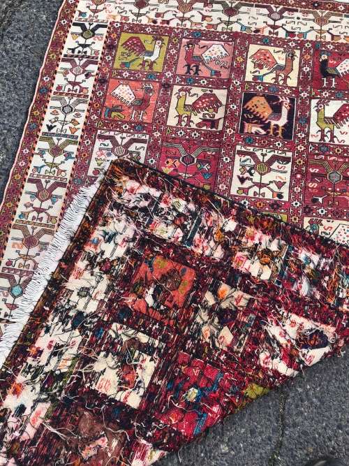 INVESTMENT !! RARE VINTAGE TRIBAL SOUMAK CROCHET SILK KILIM PERSIAN CARPET 1870 X 1240mm WITH COA