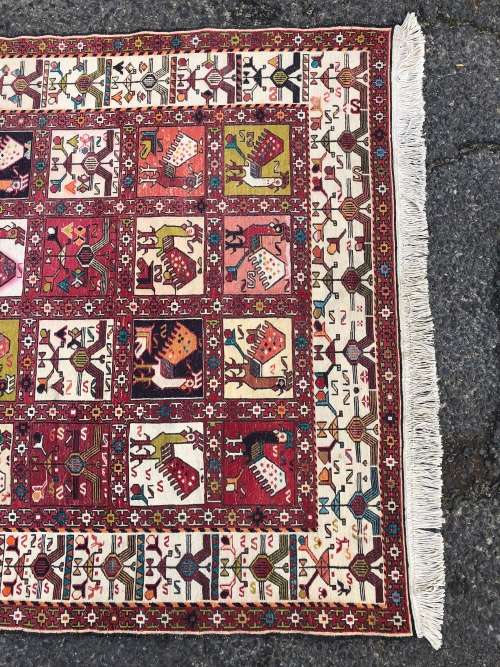 INVESTMENT !! RARE VINTAGE TRIBAL SOUMAK CROCHET SILK KILIM PERSIAN CARPET 1870 X 1240mm WITH COA