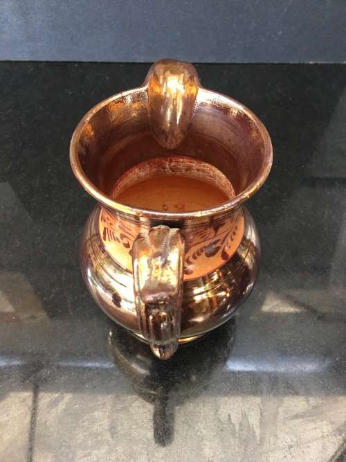 Beautiful c1880s Allertons Longton England Copper Luster Hand Painted Water pitcher