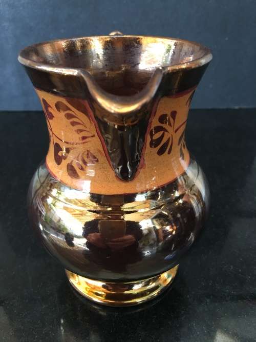 Beautiful c1880s Allertons Longton England Copper Luster Hand Painted Water pitcher