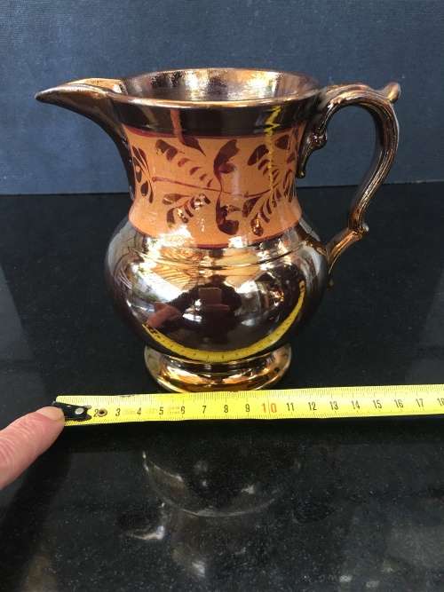 Beautiful c1880s Allertons Longton England Copper Luster Hand Painted Water pitcher