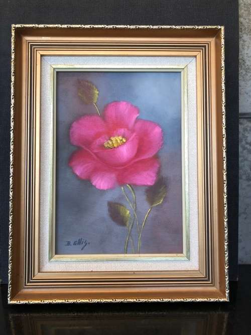WOW !!! STUNNING FRAMED OIL ON BOARD FLORAL STILL LIFE PAINTING BY D. ELLIS ~ STUNNING FRAME