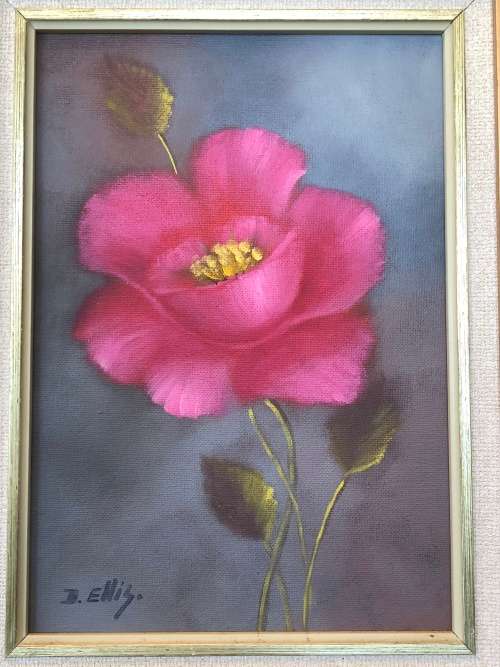 WOW !!! STUNNING FRAMED OIL ON BOARD FLORAL STILL LIFE PAINTING BY D. ELLIS ~ STUNNING FRAME