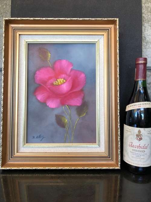WOW !!! STUNNING FRAMED OIL ON BOARD FLORAL STILL LIFE PAINTING BY D. ELLIS ~ STUNNING FRAME
