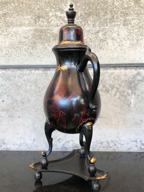 WOW !!! STUNNING VINTAGE DUTCH PEWTER HAND PAINTED SAMOVAR BY " C KURZ & Co TIEL HOLLAND