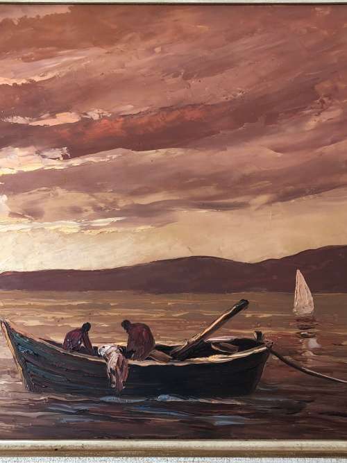 INVESTMENT ART~ FAMOUS SA ARTIST VICTOR VISSER (1907-1995) RARE OIL ON BOARD FISHERMEN - FRAMED