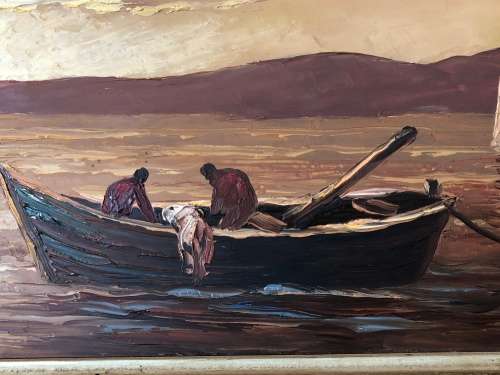 INVESTMENT ART~ FAMOUS SA ARTIST VICTOR VISSER (1907-1995) RARE OIL ON BOARD FISHERMEN - FRAMED