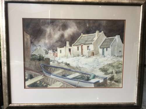 INVESTMENT ART ~ FAMOUS SA ARTIST JOE EBERSOHN (1947 - ) FRAMED WATERCOLOR LANDSCAPE