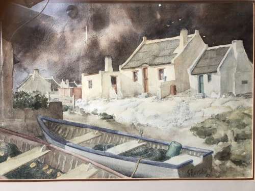 INVESTMENT ART ~ FAMOUS SA ARTIST JOE EBERSOHN (1947 - ) FRAMED WATERCOLOR LANDSCAPE
