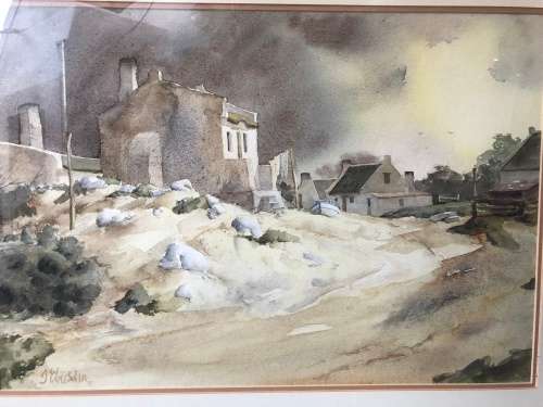 INVESTMENT ART ~ FAMOUS SA ARTIST JOE EBERSOHN (1947 - ) FRAMED WATERCOLOR LANDSCAPE