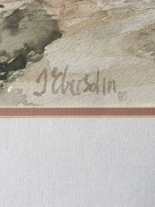 INVESTMENT ART ~ FAMOUS SA ARTIST JOE EBERSOHN (1947 - ) FRAMED WATERCOLOR LANDSCAPE