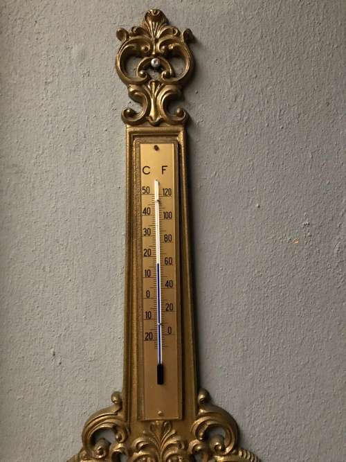 WOW !!! STUNNING HEAVY BRASS ROCOCO BAROMETER / CLOCK / HYDROMETER / THERMOMETER WEATHER STATION