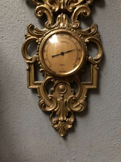 WOW !!! STUNNING HEAVY BRASS ROCOCO BAROMETER / CLOCK / HYDROMETER / THERMOMETER WEATHER STATION