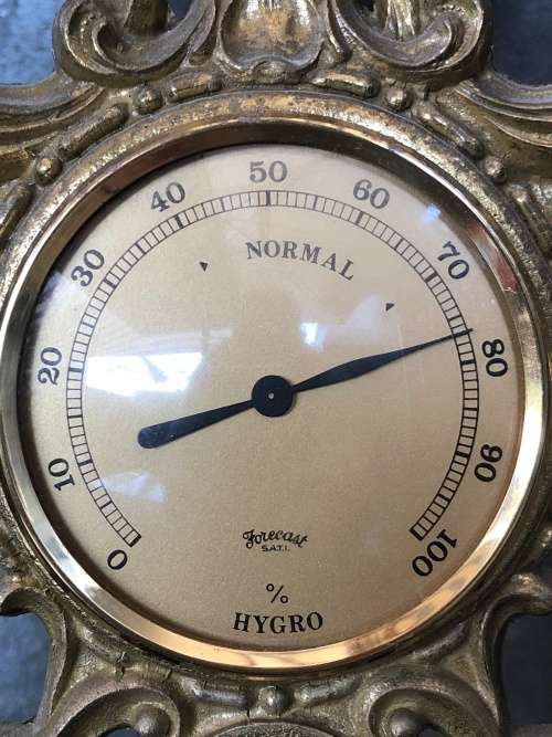 WOW !!! STUNNING HEAVY BRASS ROCOCO BAROMETER / CLOCK / HYDROMETER / THERMOMETER WEATHER STATION